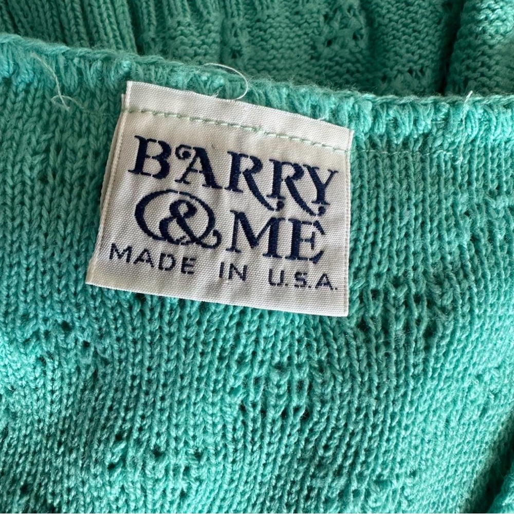 V-Neck Knit Cottagecore Textured Sweater Green Teal M/L - Picture 5 of 6